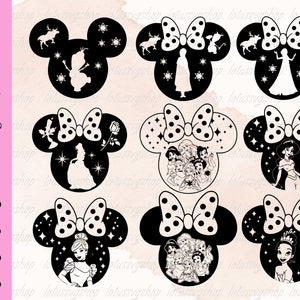 Prinzessin Mickey Kopf Png, Bundle Prinzessin Digital, Mickey Kopf SVG, Prinzessin SVG Clipart, Prinzessin PNG Digital, Belle Png, Prinzessin Geburtstag