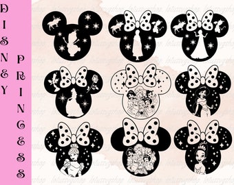 Princess Mickey Head Png, Bundle Princess Digital, Mickey Head Svg,  Princess Svg Clipart,Princess PNG Digital, Belle png, Princess Birthday