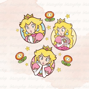Princess Peach Png, Princess Peach Svg, Pink Princess Png, Princess Birthday svg  Png, Gift for Kids Princess Birthday gift