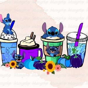 Copo de café Stitch Svg, Pacote Stitch Svg, Cute Stitch Svg, Stitch Clipart, Arquivo de corte PNG, Silhueta Cricut, Adesivo Svg, Arquivo digital PNG