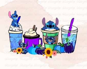 Stitch Coffee Cup Svg, Stitch Svg Bundle, Cute Stitch Svg, Stitch Clipart, Png Cut File, Cricut Silhouette, Sticker Svg, Png Digital File