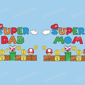 スーパーマリオ SVG、スーパーママ、スーパーパパ、マリオカート SVG、スーパーマリオ PNG、デジタルクリップアート、スーパーマリオ Cricut、Cricut 用カットファイル、クリップアート