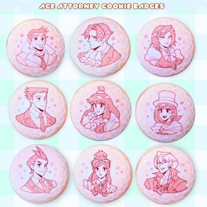 Ace Attorney Plush Cookie Badges | 58mm Plush Badges, Phoenix Wright, Apollo Justice, Miles Edgeworth Investigations