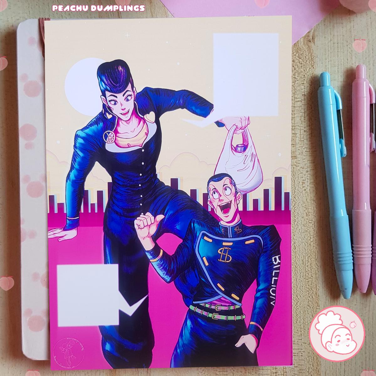 JoJobros A5 Art Print | A5 JoJos Bizzarre Adventure Diamond is Unbreakable - Josuke and Okuyasu