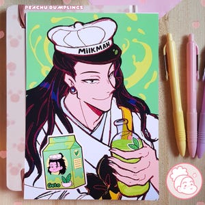 Geto Green Tea Milkshake Print and 2.5" Sticker | Jujutsu Kaisen Print A4 A5 A6 | Geto Suguru Sticker | Aesthetic Anime Milk Carton Sticker