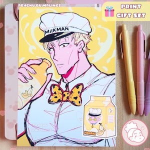 Ba-Nanami Milkshake Print Gift Set Jujutsu Kaisen Wall Art Nanami Kento Sticker | Kawaii Anime Milk Carton 2.5&quot; Sticker