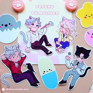 Love and Deepspace Stickers Kitty Notebook Decor  | 3&quot; inches anime stickers, Rafayel, Xavier, Zayne, Sylus, LADS