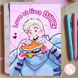 Delizioso in Dungeon Food Lovers Stampa / Stampe artistiche A4 A5 A6, biglietto di San Valentino anime, Dungeon Meshi, Laios, anniversario anime