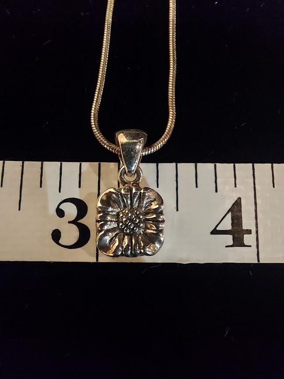 2-sided silver tone pendant necklace has slower d… - image 4