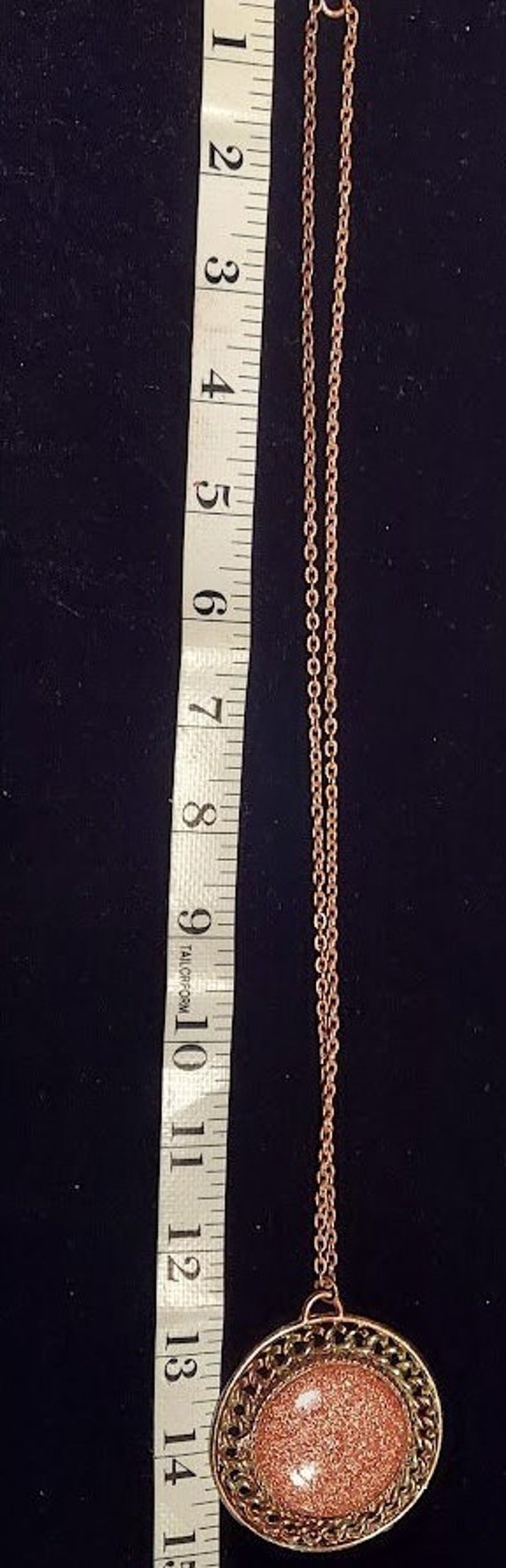 Copper tone chain with pendant with imitation gol… - image 2