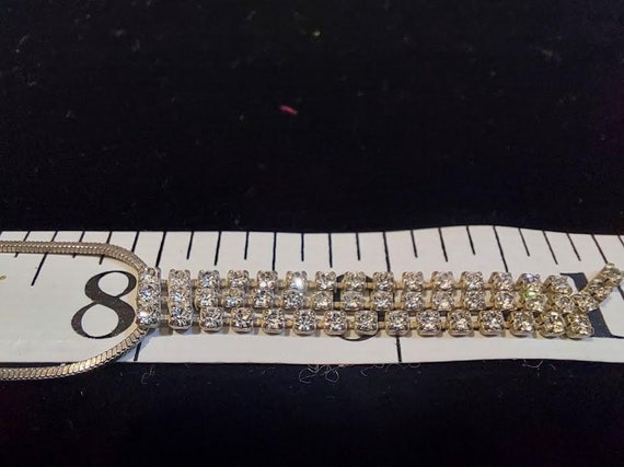 3 strands of rhinestones fall from silver tone sn… - image 4