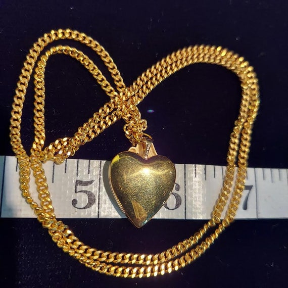 Gold tone heart shaped locket with stain finish a… - image 5