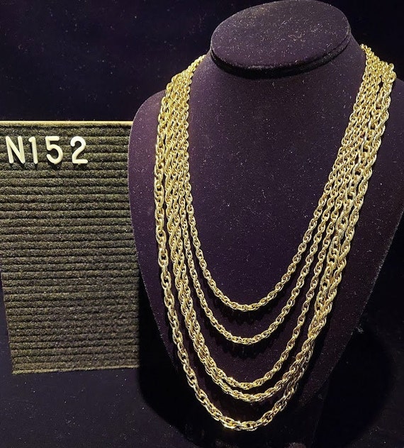 Vintage 5-strand gold-tone chain necklace