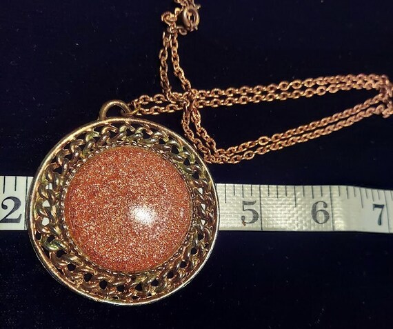 Copper tone chain with pendant with imitation gol… - image 3