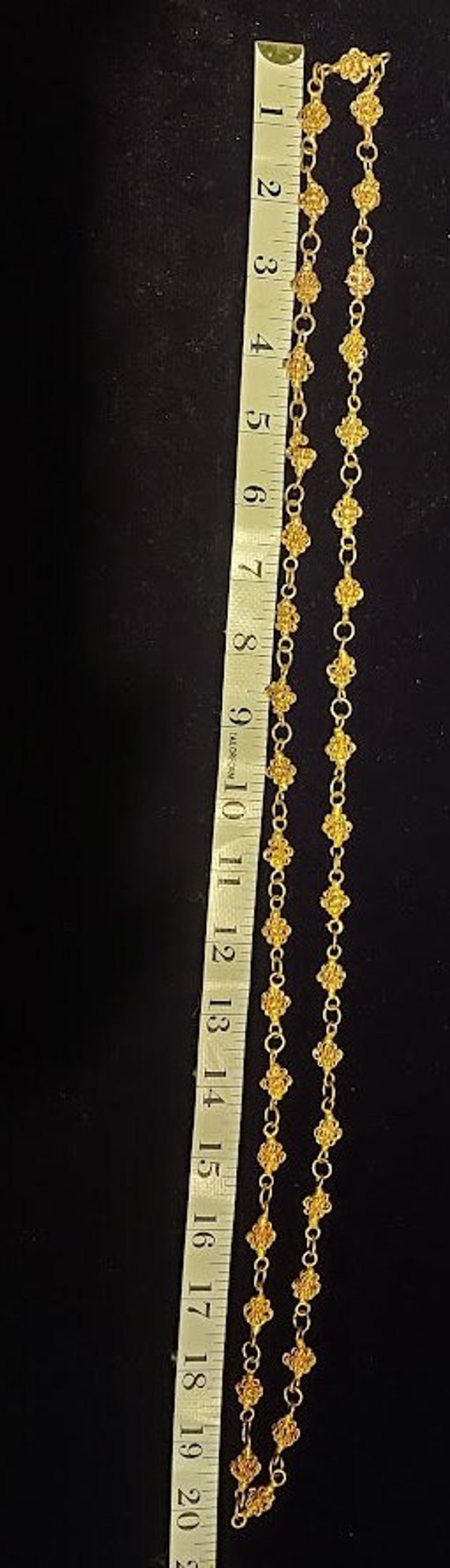 Gold tone chain necklace with fine wire beads lin… - image 2