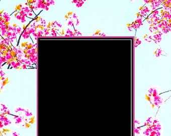 Photo Mat Mats Matte PNG file for 5 x 7 photo Cherry Blossom. Printable. Customizable.