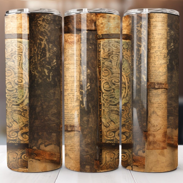 Ancient Vintage Scrolls Rustic tumbler wrap 20oz tumbler wrap