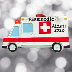 Ambulance- Paramedics- EMT- Emergency Vehicle-Personalized Christmas Ornament