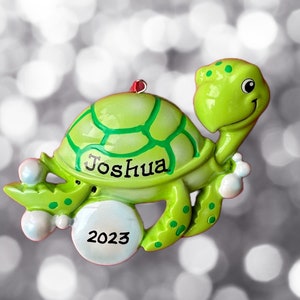 Sea Turtle- Hawaii- Honolulu- Cancun- Beach Vacation Souvenir-Personalized Christmas Ornament
