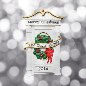 White Door Personalized Christmas Ornament- Our First Apartment- New Apartment - Our First House- Housewarming- Real Estate Client Gift