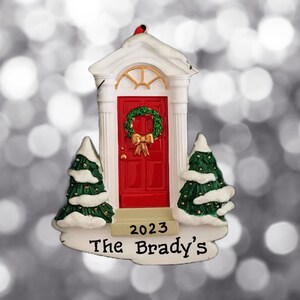 Red Door-Our First Apartment- My First Apartment-Our New Home- Real Estate Client Gift- Hostess-Housewarming-Personalized Christmas Ornament