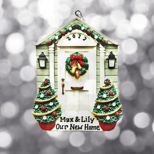 White Door Personalized Christmas Ornament- Our First Apartment- New Apartment - Our First House- Housewarming- Real Estate Client Gift