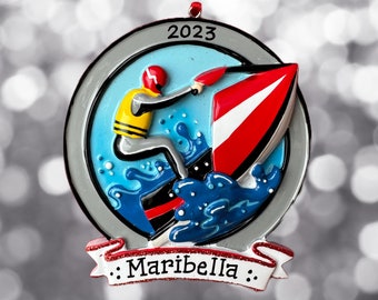 Moto acuática roja - Deportes acuáticos - Adorno navideño personalizado