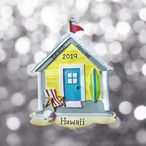 Beach House- Cabana- Personalized Christmas Ornament- Vacation Home- Hawaii- Cabo- Mexico- Cancun- Puerto Vallarta- Maui- Miami