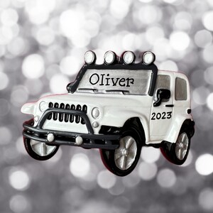 White 4x4 Off Road Vehicle-Personalized Christmas Ornament
