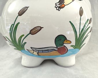 Stockente Ente Personalisierte Ente Jagd-Jäger-Sparschwein Neugeborene Baby Boy-1st Geburtstag-Babyparty-Ring-Träger-Enkel Geschenk