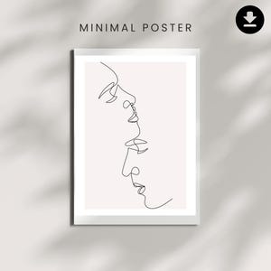 Minimalist wall art Illustration Line, Line Drawing, Simple Line art Custom Line Drawing commission portrait INSTANT DOWNLOAD