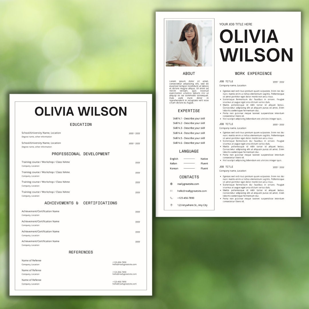 Minimalist CV Resume Template, Clean Resume, Executive Resume,, Modern ...