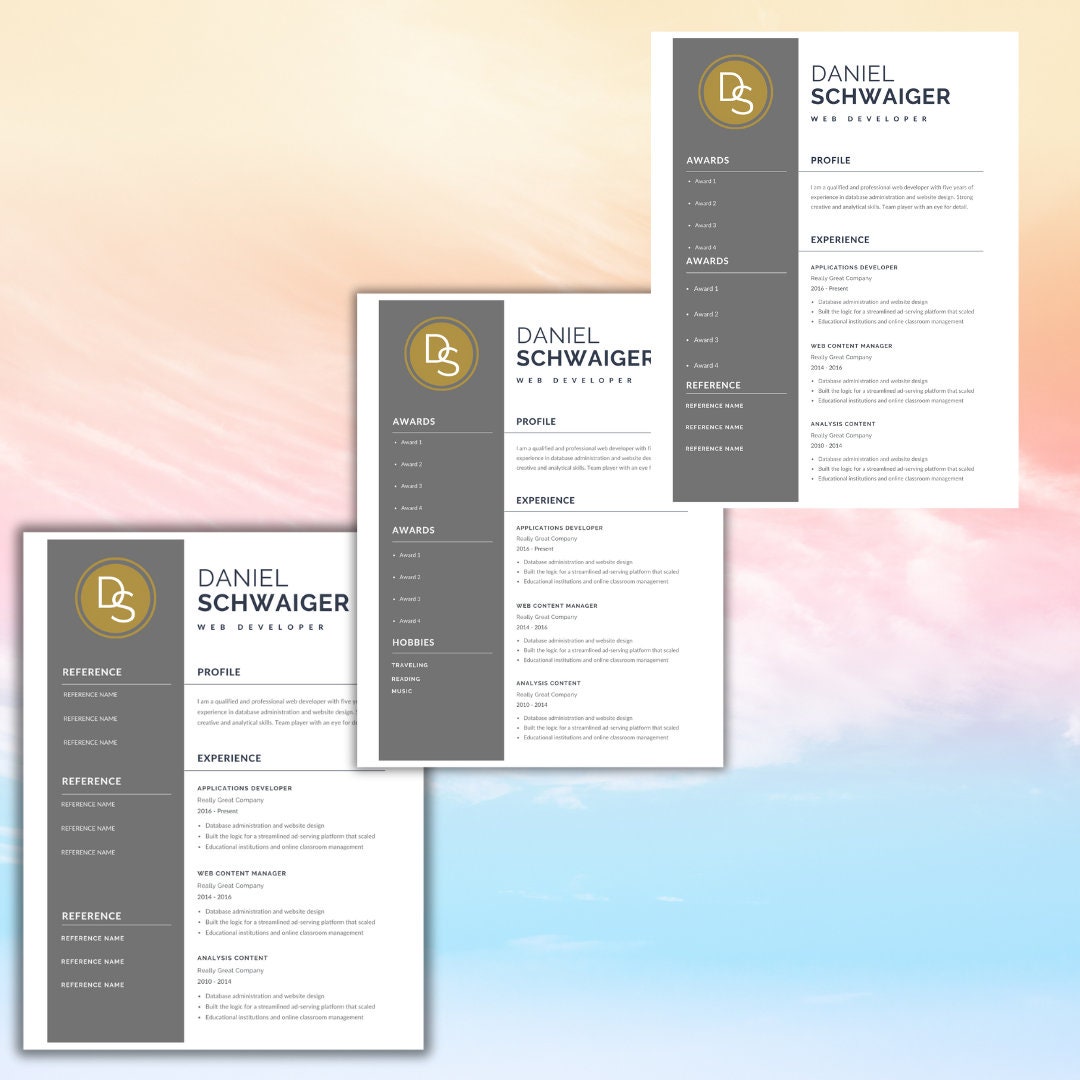 Minimalist CV Resume Template, Clean Resume, Executive Resume,, Modern ...
