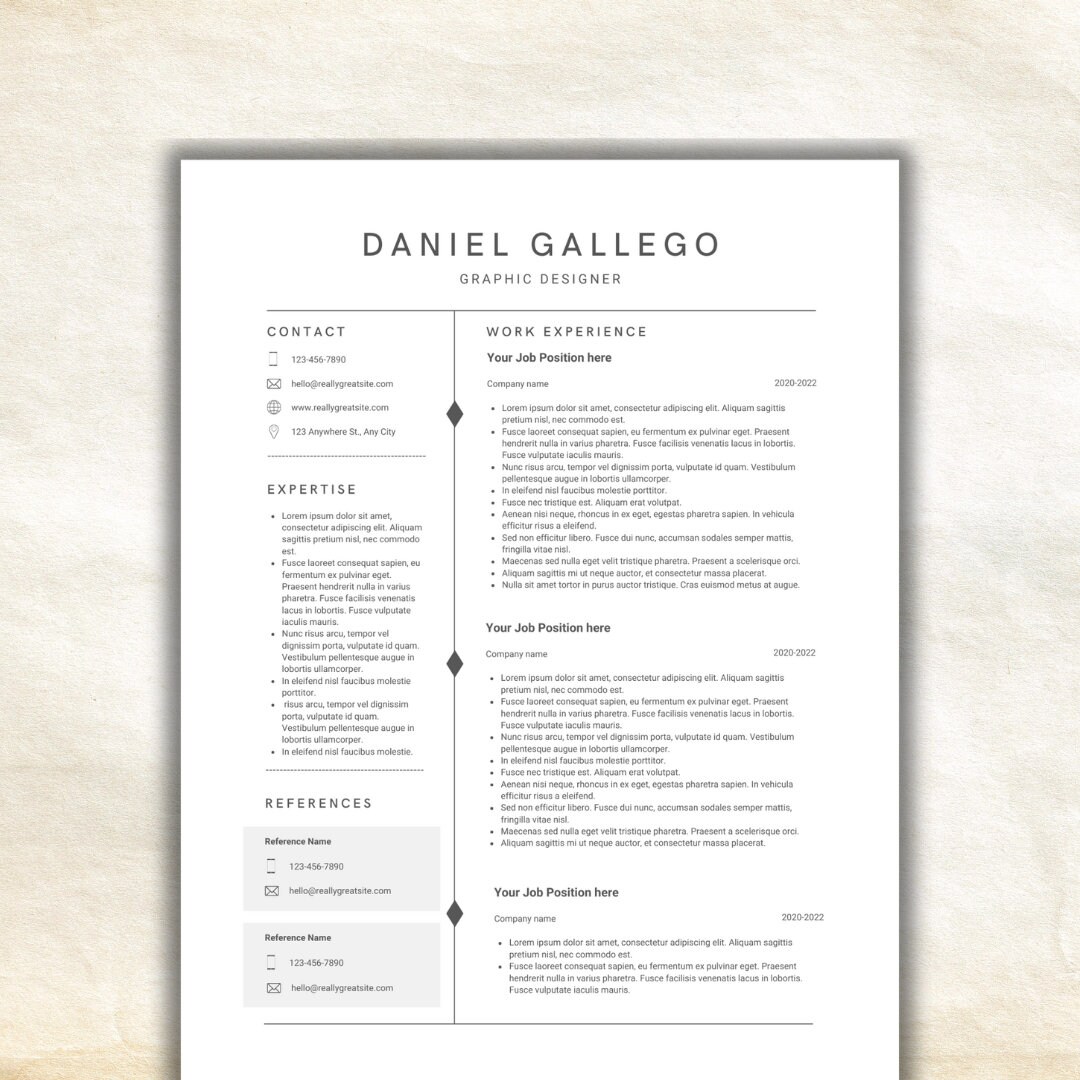 Minimalist CV Resume Template Clean Resume Executive - Etsy