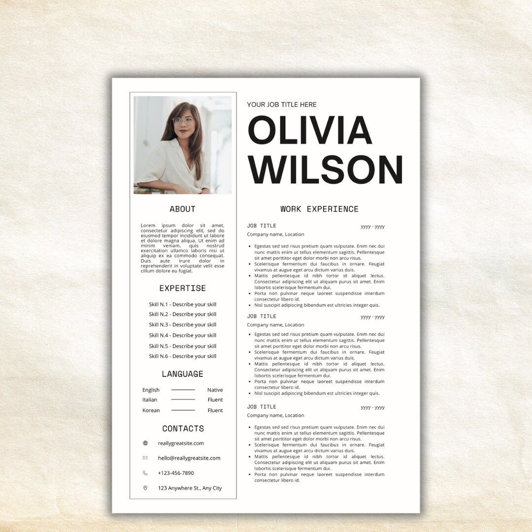 Minimalist CV Resume Template, Clean Resume, Executive Resume,, Modern ...