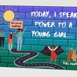 "STYLE: ""Sprche Power to a Girl"" Grußkarte für Mädchen."