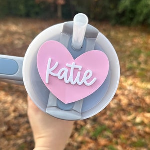 Personalized Heart Stanley Topper |  Custom Stanley Topper | Personalized Topper | Stanley Nameplate | Heart | Tumbler Accessories