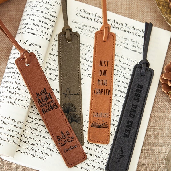 Custom Leather Book Marks,Unique Bookmark,Birth Flower Bookmarks,Personalized Page Marker for Men,Teacher Book Mark,Fathers Day Gift for Him