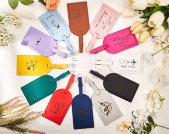 Leather Luggage Tags Personalized Luggage Tags Custom Leather Bag Tags Bag ID Party Favor Gifts Honeymoon Gift Traveler Gift for Couple