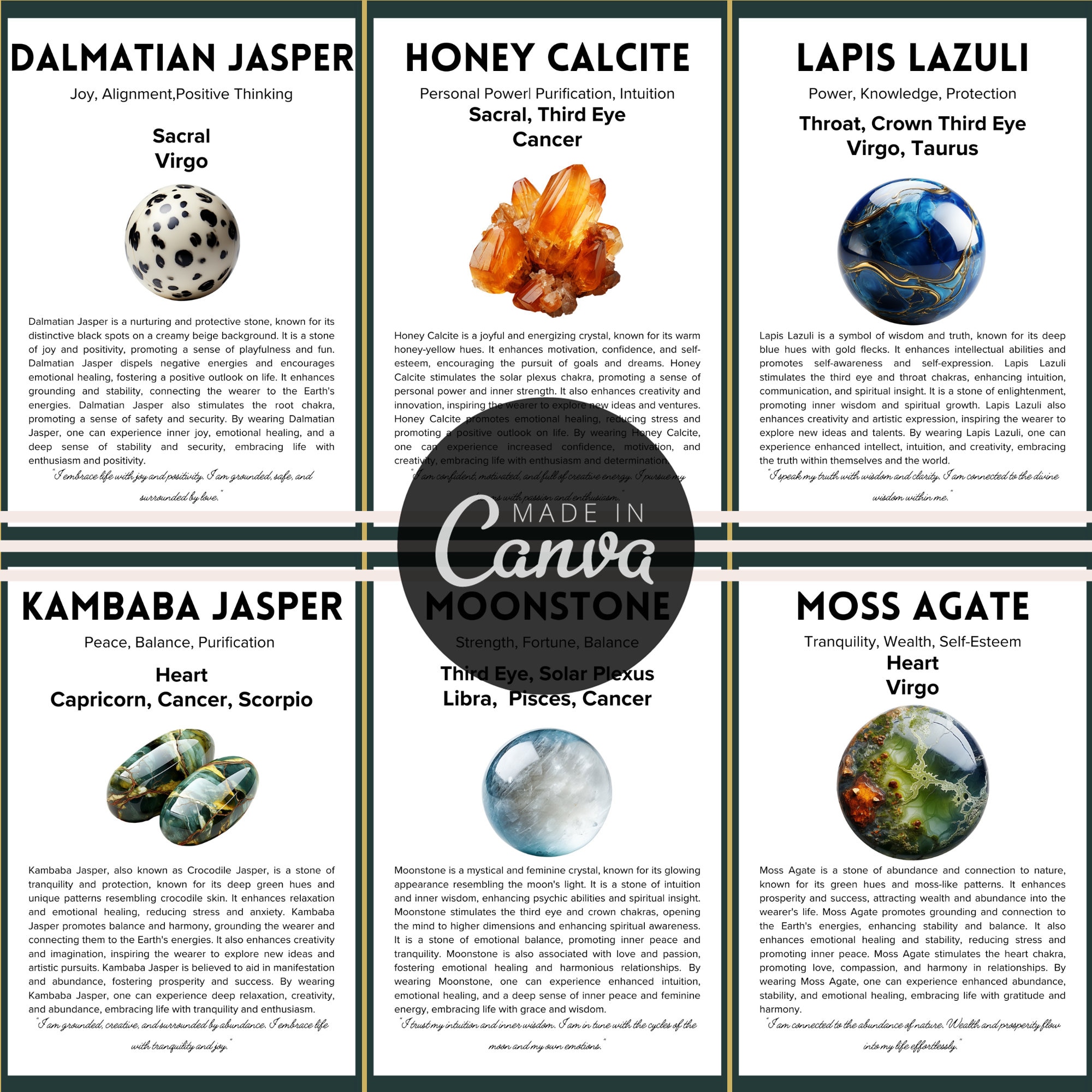 Crystal Meaning Cards, Printable Gemstone Meaning Cards, Digital ...