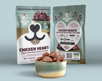 Organic Freeze-Dried Chicken Hearts Dog and Cat Treats, Single Ingredient, 4 oz