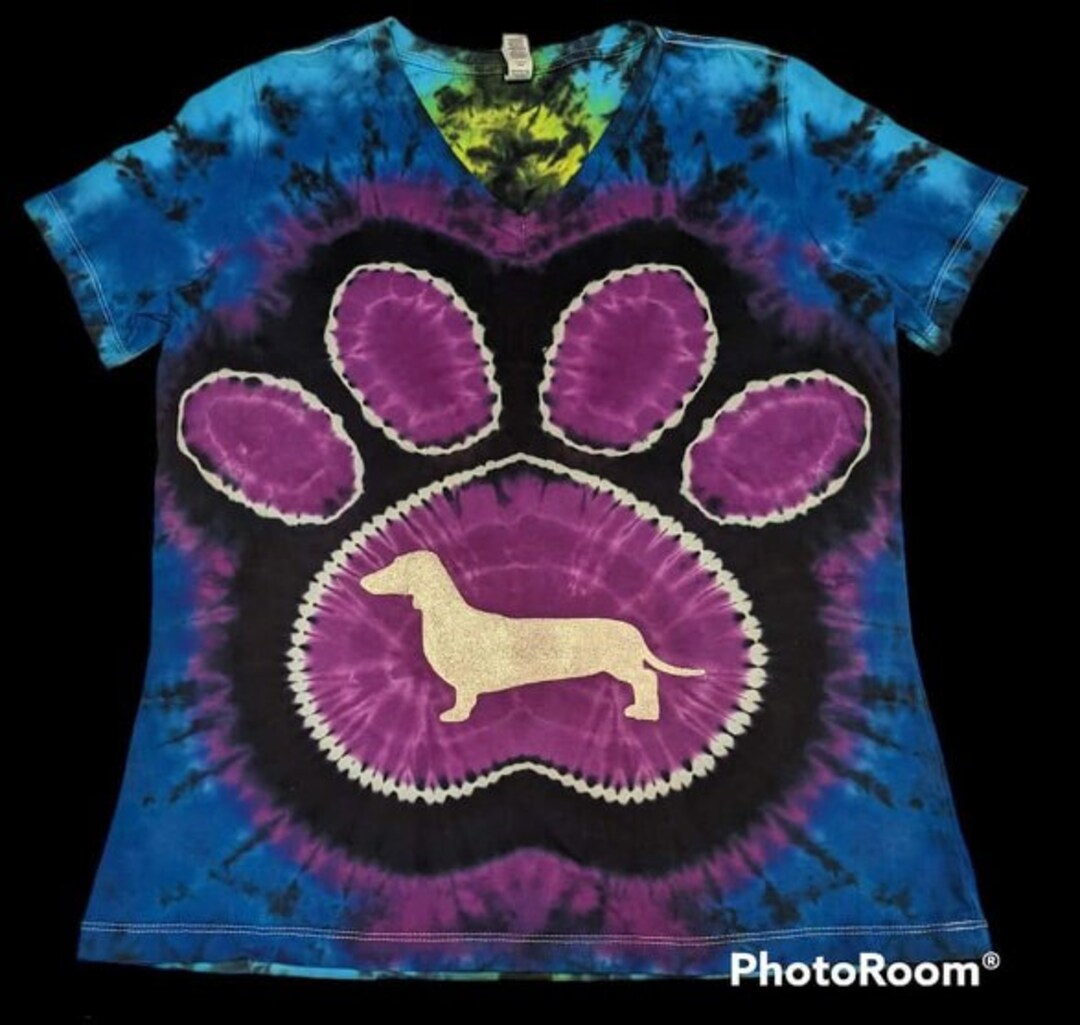 Paw Print Tie Dye With Short-haired Dachshund Silhouette - Etsy