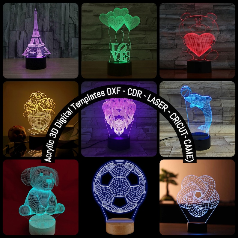 3D Led Acrylic, 3D Table Night Light Acrylic Illusion, File for Laser ...
