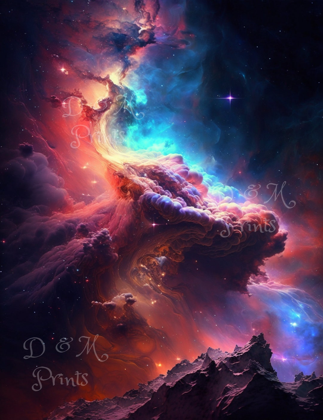 Galaxy Space Print, Digital Wall Decor, Concept Art of Space Wall Print