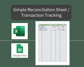 Simple Reconciliation / Transaction Tracker Sheet (Excel & Google Sheets)