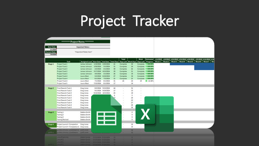 Project Tracker | Simple Project Management | Excel & Google Sheets - Etsy