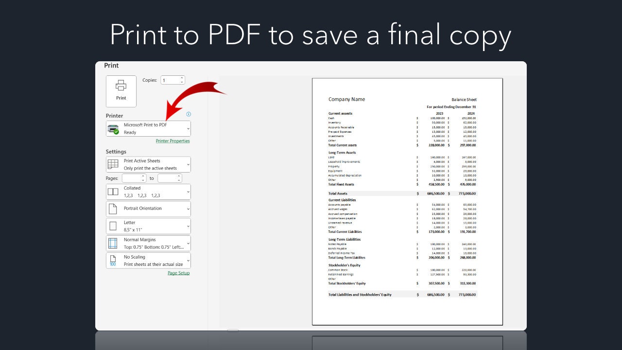 Balance Sheet Template | Excel | Google Sheets | Financial Statement - Etsy