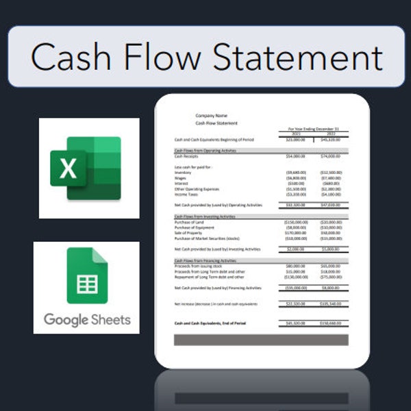 Cash Flow Statement | Excel | Google Sheets | Financial Statement