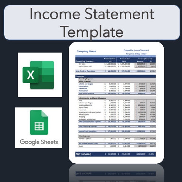 Income Statement Template (Excel & Google Sheets)