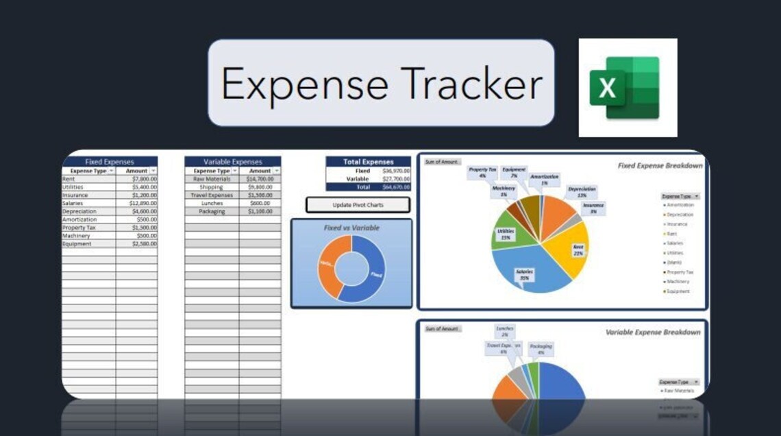 Expense Tracker | Excel | Track Fixed & Variable Expenses - Etsy